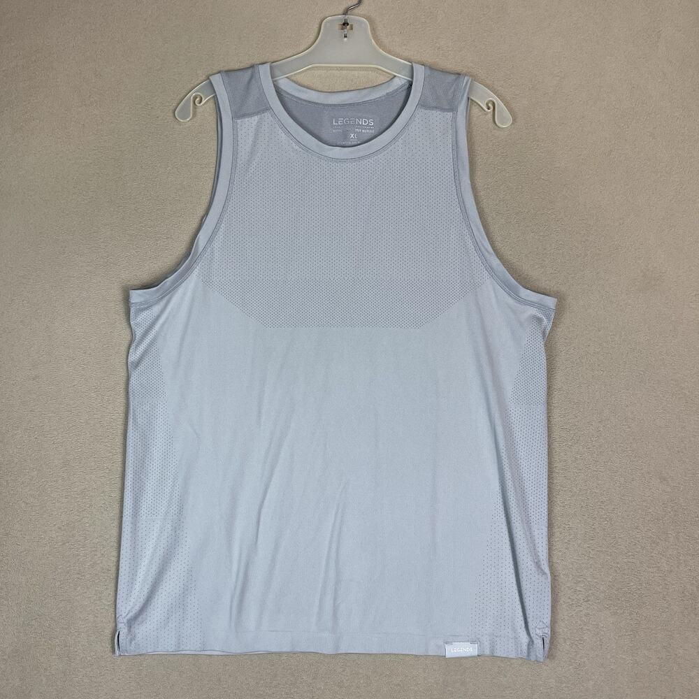 Legends Tank Top Mens XL Gray Athletic Round Neck Stretch Sleeveless Breathable